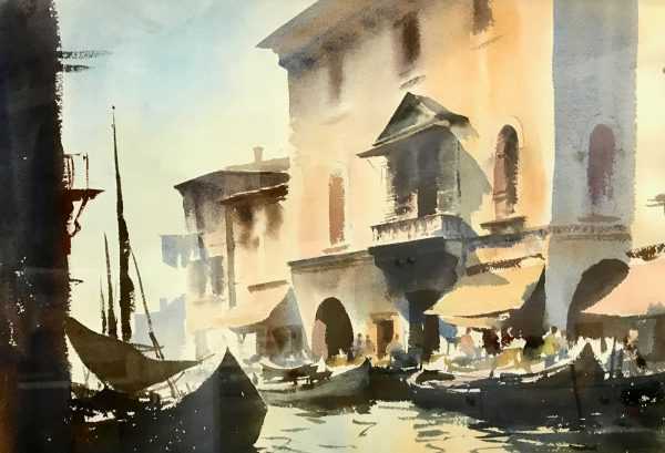 Edward Seago Venice watercolour painting - Robert Perera Fine Art Ltd.